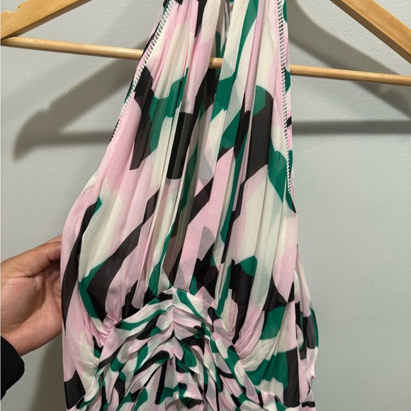 Reiss Abstract Print Halter Ruffle Waist Mini Dress Size 8 - Picture 4 of 8